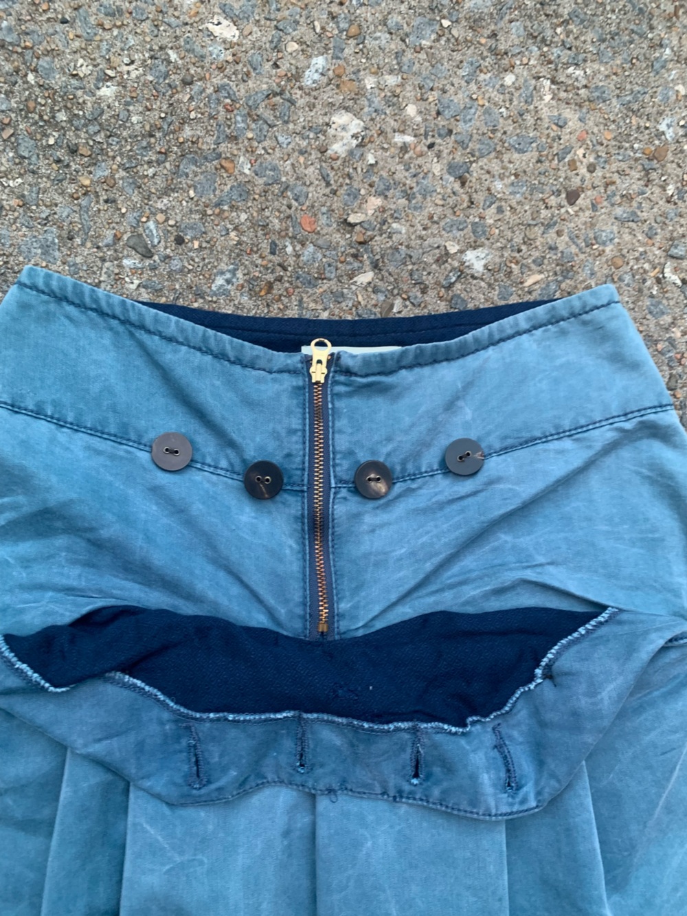 Elevenses Anthropologie Blue Chambray Sailor Wide Leg Trousers - Picture 3 of 6